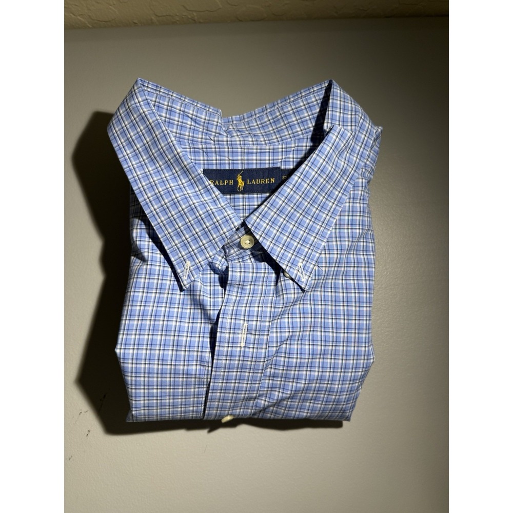 Ralph Lauren Oxford Shirt Mens 3XB Big Blue Check Button Down Long Sleeve NWOT